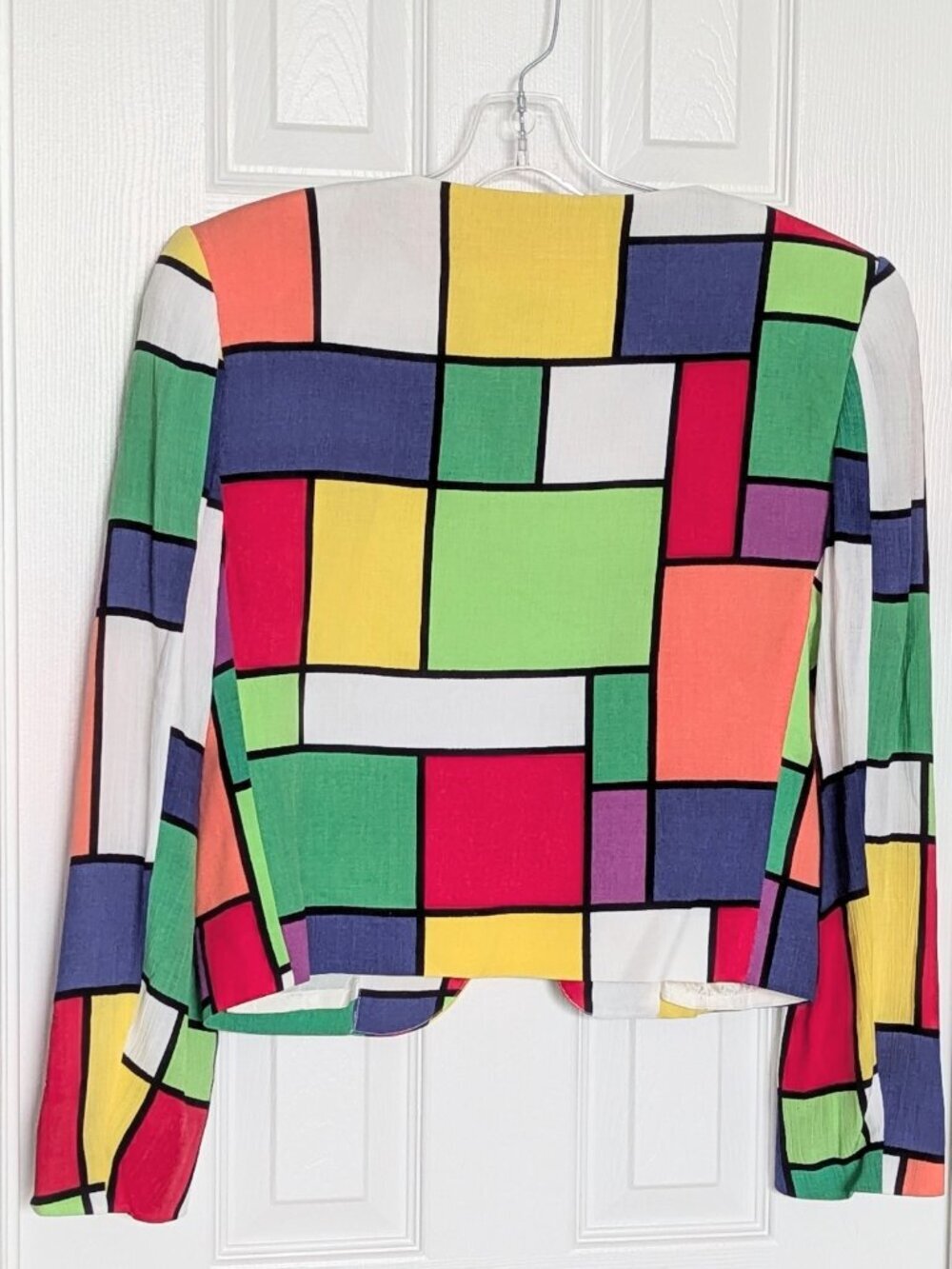 Della Spiga Women's (10/12) Bright Colorful Geometric Pattern Blazer/Jacket - Picture 8 of 14